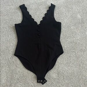 & Other Stories Black Lace Trim Bodysuit